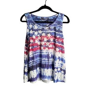 SJS Red White and Blue Bedazzled Tank Top Size Medium